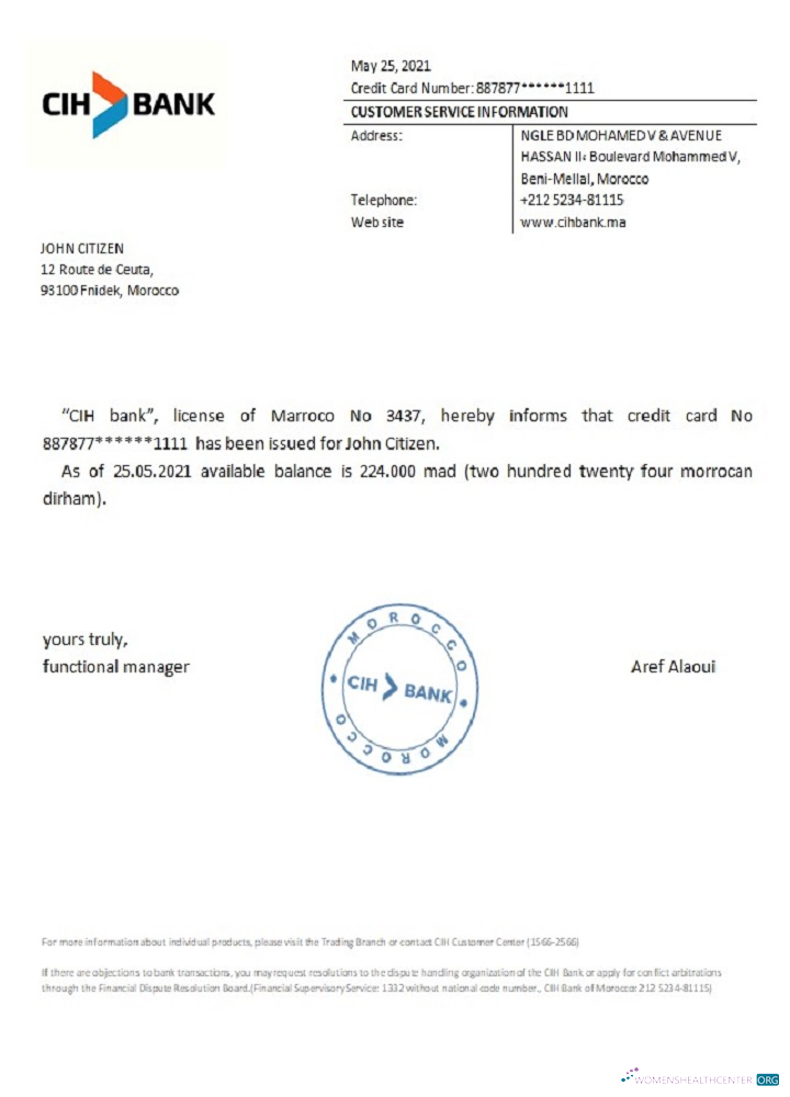 Download Morocco CIH bank reference Photoshop template